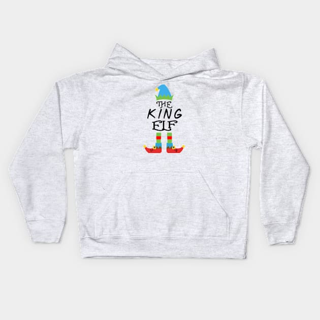 The King Elf Matching Family Group Christmas Party SANTA Kids Hoodie by CareTees